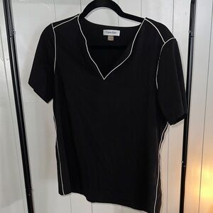 Calvin Klein Black Blouse with White Trim